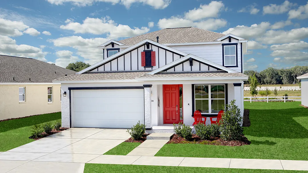 Exterior front view of Sable Day model home in Sorel Glen neighborhood